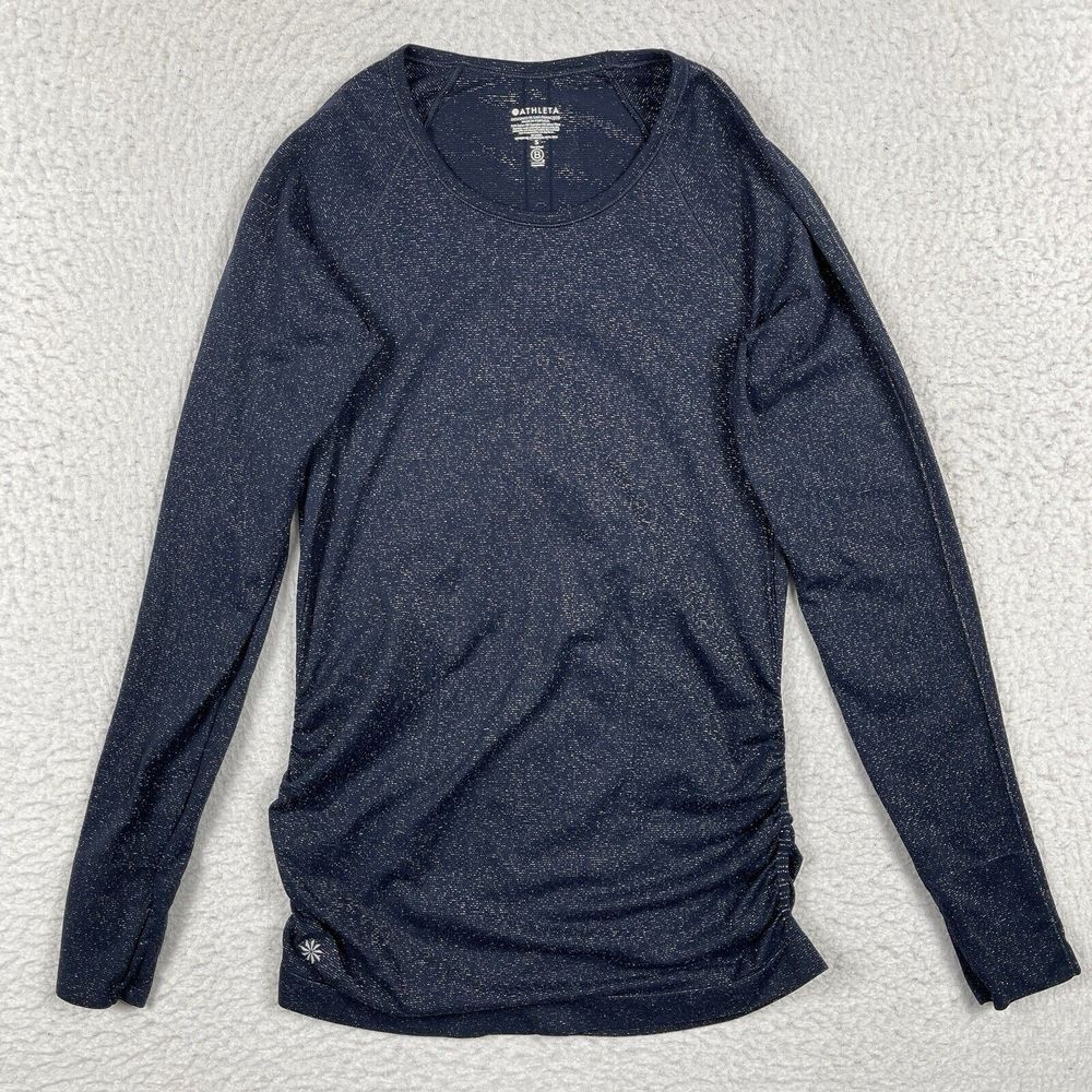 Athleta Shirt Womens Small Blue Speedlight Glow Top Activewear Workout Gym Yoga